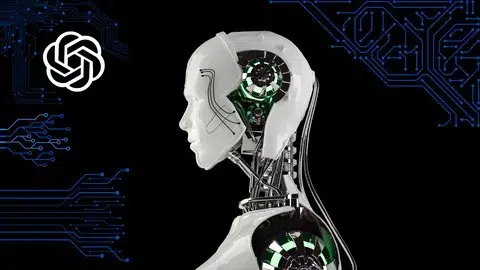 Cyborg avec logo chat gpt